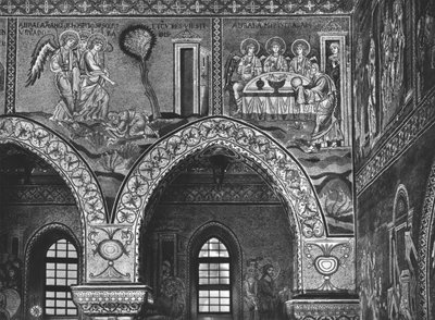 Appearance of the Three Angels to Abraham and the hospitality of Abraham, c.1182 by Byzantine School