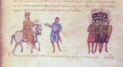 The Byzantine Army Putting to Flight the Bulgarians of the Tzar Krum, from the Madrid Skylitzes by Byzantine School