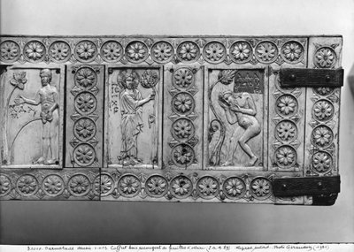 Plaques from a wooden chest depicting Jesus Christ between two scenes with Adam by Byzantine School