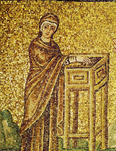 The Poor Widow Before the Collection Box (detail from The Offering of the Poor Widow) by Byzantine School