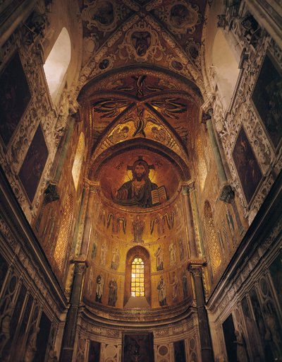 View of the apse with the Christ Pantocrator and the Virgin at Prayer Surrounded by Archangels and the Apostles, 1148 by Byzantine School