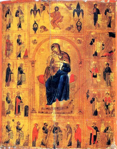 Virgin and Child with Saints, early 12th century by Byzantine icon.