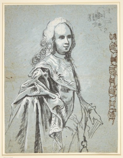 Study for a Portrait, Probably of A. G. Moltke; Study for the Elephant Order Chain on the Right by C.G. Pilo