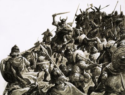 Danish Vikings Attack the British Forces Under King Alfred by C.L. Doughty