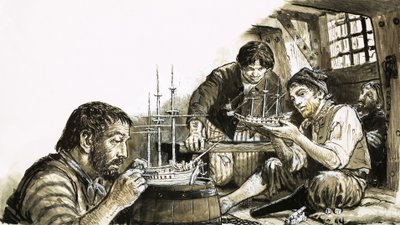French prisoners-of-war of the Napoleonic Wars making model ships by C.L. Doughty