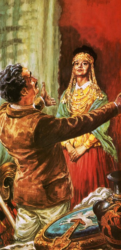 Heinrich Schliemann Adorning His Wife with Ornaments Dug Up on the Site of Ancient Troy by C.L. Doughty