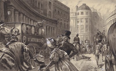 Horse-driven omnibus, London by C.L. Doughty