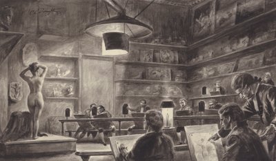 Life class at the Royal Academy, London by C.L. Doughty