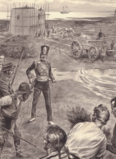 Martello Towers being constructed in anticipation of an invasion of England by Napoleon by C.L. Doughty