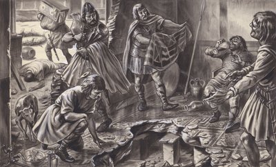 Saxons looting an old Roman villa by C.L. Doughty