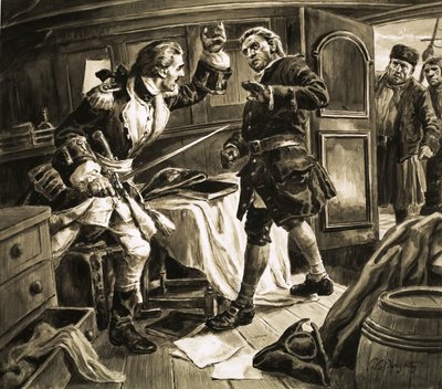Sword in Hand, the Spanish Coastguard Captain Lunged at Captain Jenkins by C.L. Doughty
