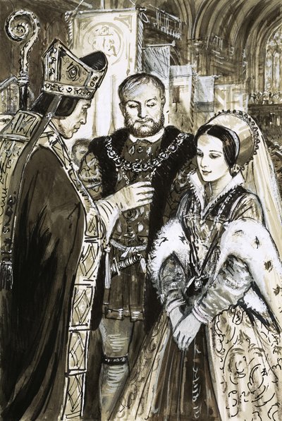 Unidentified queen blessed by unidentified bishop by C.L. Doughty