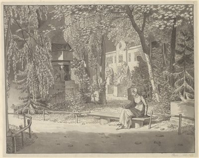 At the Graves of Descartes and Conde in Jardin Elysée des Petits Augustins, Paris by Christoffer Wilhelm Eckersberg