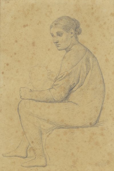 A Seated Woman with a Child Leaning on Her Knee by Christoffer Wilhelm Eckersberg