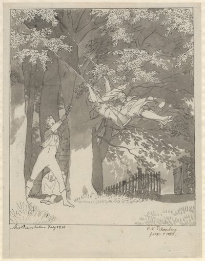 The Swing. From the Forest at Skjoldnæsholm by Christoffer Wilhelm Eckersberg