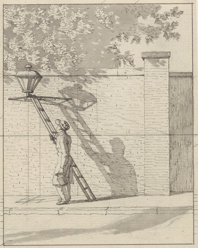 Linear Perspective as Applied in Painting - Plate VI. The Street Lamp on the Garden Wall, Daylight by Christoffer Wilhelm Eckersberg