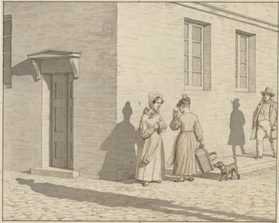 Linear Perspective as Applied in Painting - Plate VII, 1 - A Street Corner Encounter by Christoffer Wilhelm Eckersberg