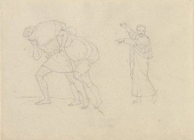 Study of Two Men, Laden with Burdens on the Way Up a Mountain by Christoffer Wilhelm Eckersberg