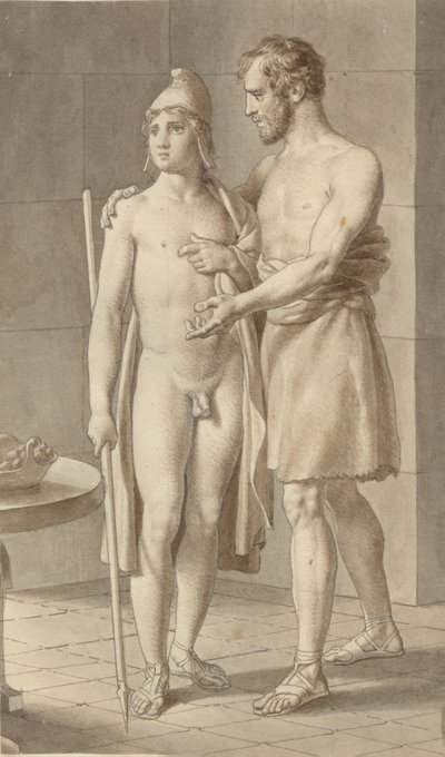 Telemachus Meets Odysseus Disguised as a Beggar at the Shepherd Eumaeus