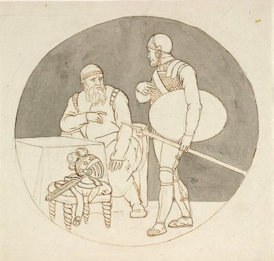 Two Warriors, One Standing, the Other Sitting by Christoffer Wilhelm Eckersberg