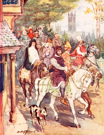 Chaucer riding to Canterbury with the pilgrims by C. Dudley Tennant