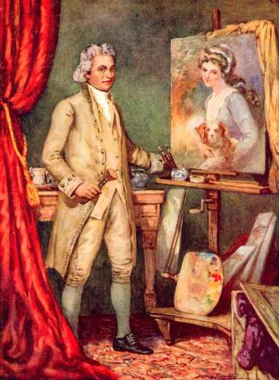 George Romney Painting a Picture of Lady Hamilton by C. Dudley Tennant