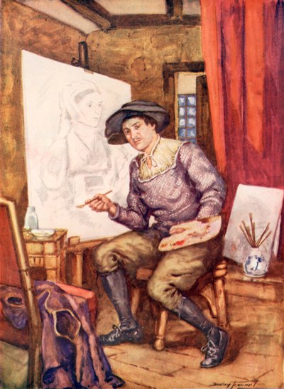 Hans Holbein at Work in His Studio by C. Dudley Tennant