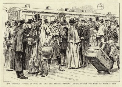 The Episcopal Jubilee of Pope Leo XIII, the English Pilgrims leaving London for Rome on Tuesday last by C. Hentschell