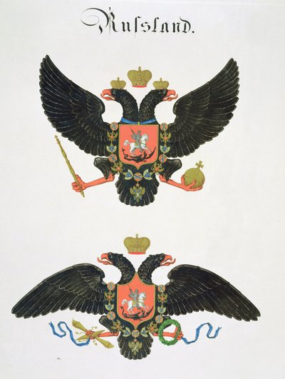 Arms the state of Imperial Russia, from a collection of watercolours published in Germany, c.1830-33 by C. Hildebrandt