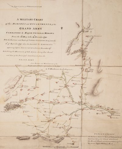 A Military Chart of the Marches and Encampments of the Grand Army Commanded by Major General Medows from May 26 to December 14, 1790 by C. Mackenzie