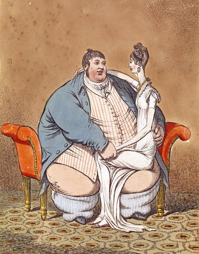 Fat and Lean - Daniel Lambert Contrasted with a Thin Woman Seated on His Knee by C. Williams