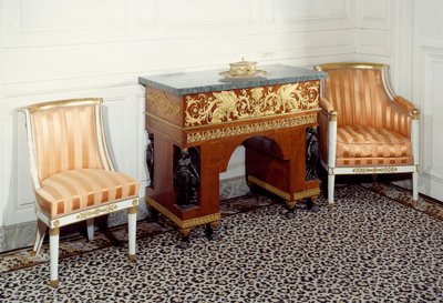 Furniture Premier Empire: the office of Empress Josephine de Beauharnais realized by the brothers Jacob after the drawings of Charles Percier and Pierre Fontaine. 1800 Versailles, Grand Trianon by C. and Fontaine P. Percier