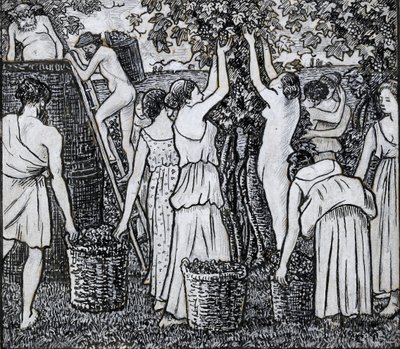 Grape Harvest, Compositional Study for an Illustration to 