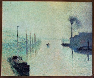 Lacroix Island, Rouen, Fog by Camille Pissarro