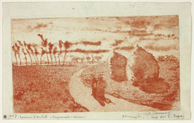 Twilight with Haystacks by Camille Pissarro