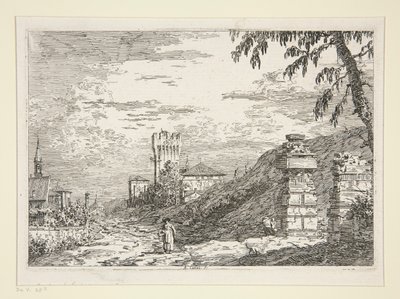 Landscape with Tower and Two Ruined Pillars, from the series Views by Canaletto (Giovanni Antonio Canal)