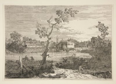 View of a Town on a River Bank, from the series Views by Canaletto (Giovanni Antonio Canal)