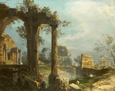A Capriccio View with Ruins by Canaletto
