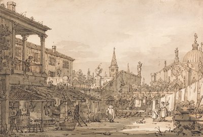 Capriccio of a Venetian Courtyard by Canaletto