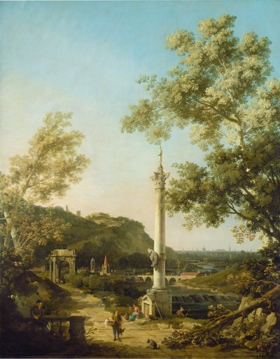 English Landscape Capriccio with a Column by Canaletto