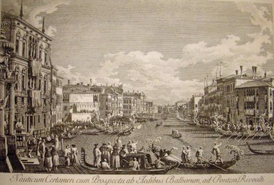 Water Festival on the Grand Canal, Venice. Left in the foreground is the 16th-century Palazzo Balbi. by Canaletto