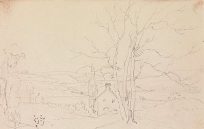 Sketch of a Large Tree and a Cottage by Capt. Thomas Hastings