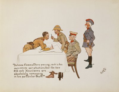 Defence Commanders proving that the two 6.3 inch Howitzers are absolutely necessary in his particular section (from The Leaguer of Ladysmith, 1900) by Captain Clive Dixon