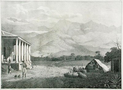 The Seremoogy, or Streemoogy, Pass, Neelgherry Mountains, plate 1 from View of the Neilgherries, or Blue Mountains of Coimbetoor, Southern India by Captain McCurdy, published 1830 by Captain E. A. after McCurdy