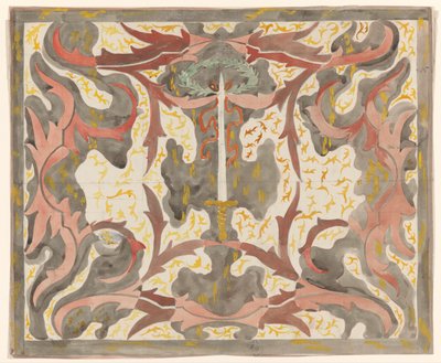 Decorative Design with Upright Sword by Carel Adolph Lion Cachet