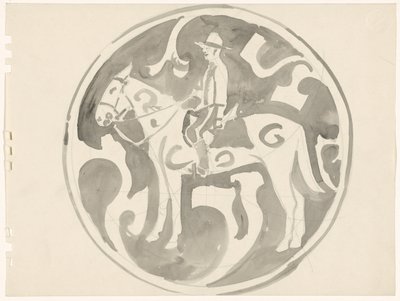 Design for a Plate with a Canadian Mountie by Carel Adolph Lion Cachet