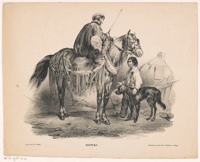 Nobleman on Horseback and Begging Boy (series title: Pictura) by Carel Christiaan Antony Last