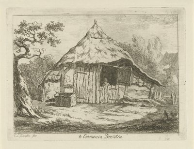 Barn with Open Upper Door (At Emmen in Drenthe) (Landscapes 1-6 series) by Carel Lodewijk Hansen