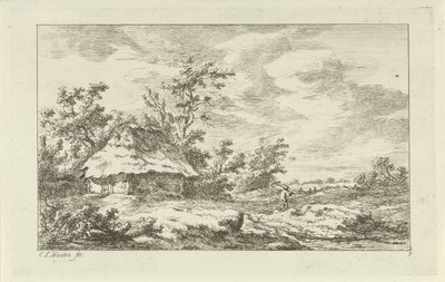 Man with Rake by a Barn by Carel Lodewijk Hansen
