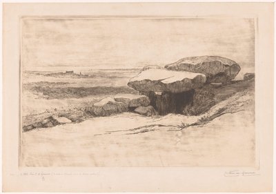 Dolmen of Rondossec on the coast near Plouharnel by Carel Nicolaas Storm van 